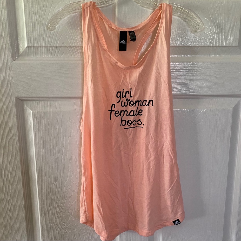 Adidas Women’s Small Peach Racerback Shirt Boss